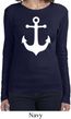Ladies Sailing Shirt White Anchor Long Sleeve Tee