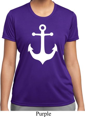 Ladies Sailing Shirt White Anchor Moisture Wicking Tee