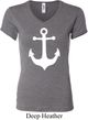 Ladies Sailing Shirt White Anchor V-neck Tee T-Shirt