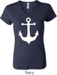 Ladies Sailing Shirt White Anchor V-neck Tee T-Shirt