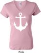 Ladies Sailing Shirt White Anchor V-neck Tee T-Shirt