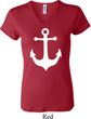 Ladies Sailing Shirt White Anchor V-neck Tee T-Shirt