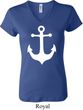 Ladies Sailing Shirt White Anchor V-neck Tee T-Shirt