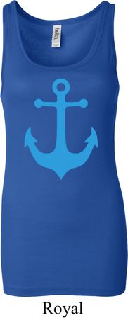 Ladies Sailing Tanktop Blue Anchor Longer Length Tank