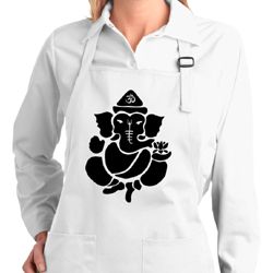 Ladies Shadow Ganesha Full Length Apron with Pockets