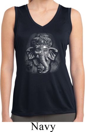 Ladies Shirt 3D Ganesha Darks Sleeveless Moisture Wicking Tee