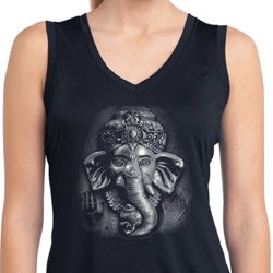 Ladies Shirt 3D Ganesha Darks Sleeveless Moisture Wicking Tee