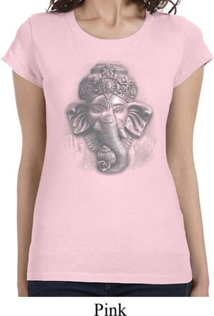 Ladies Shirt 3D Ganesha Lights Longer Length Tee T-Shirt