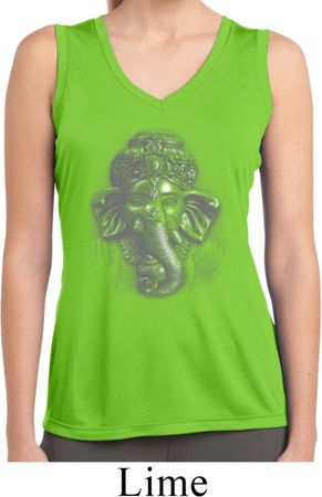 Ladies Shirt 3D Ganesha Lights Sleeveless Moisture Wicking Tee