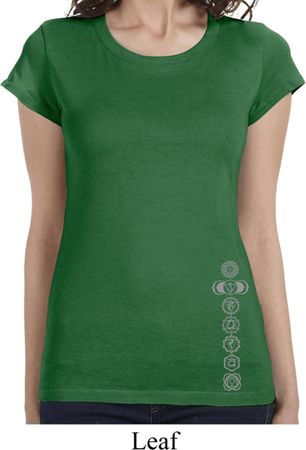 Ladies Shirt 7 Chakras Bottom Print Longer Length Tee T-Shirt