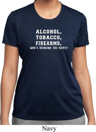 Ladies Shirt Alcohol Tobacco Firearms ATF Moisture Wicking Tee T-Shirt