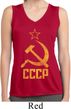 Ladies Shirt CCCP Distressed Sleeveless Moisture Wicking Tee