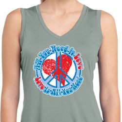 Ladies Shirt All You Need is Love Sleeveless Moisture Wicking Tee