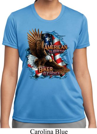 Ladies Shirt American By Birth Moisture Wicking Tee T-Shirt