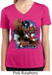 Ladies Shirt American By Birth Moisture Wicking V-neck Tee