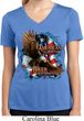 Ladies Shirt American By Birth Moisture Wicking V-neck Tee