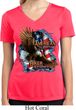 Ladies Shirt American By Birth Moisture Wicking V-neck Tee