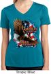 Ladies Shirt American By Birth Moisture Wicking V-neck Tee