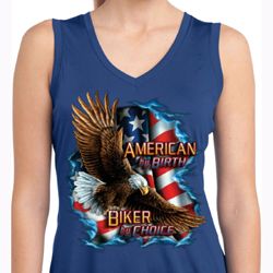 Ladies Shirt American By Birth Sleeveless Moisture Wicking Tee