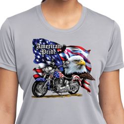 Ladies Shirt American Pride Motorcycle Moisture Wicking Tee T-Shirt