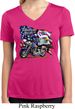 Ladies Shirt American Pride Motorcycle Moisture Wicking V-neck Tee