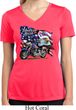 Ladies Shirt American Pride Motorcycle Moisture Wicking V-neck Tee