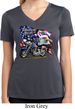 Ladies Shirt American Pride Motorcycle Moisture Wicking V-neck Tee