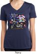 Ladies Shirt American Pride Motorcycle Moisture Wicking V-neck Tee