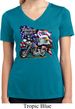 Ladies Shirt American Pride Motorcycle Moisture Wicking V-neck Tee