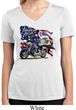 Ladies Shirt American Pride Motorcycle Moisture Wicking V-neck Tee