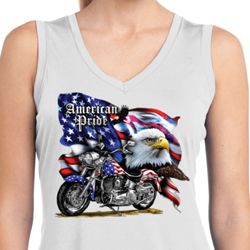 Ladies Shirt American Pride Motorcycle Sleeveless Moisture Wicking Tee