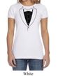 Ladies Shirt Basic Black Tuxedo Crewneck Tee T-Shirt