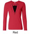 Ladies Shirt Basic Black Tuxedo Long Sleeve Tee T-Shirt