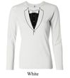 Ladies Shirt Basic Black Tuxedo Long Sleeve Tee T-Shirt