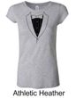 Ladies Shirt Basic Black Tuxedo Longer Length Tee T-Shirt
