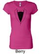 Ladies Shirt Basic Black Tuxedo Longer Length Tee T-Shirt