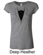 Ladies Shirt Basic Black Tuxedo Longer Length Tee T-Shirt