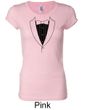 Ladies Shirt Basic Black Tuxedo Longer Length Tee T-Shirt