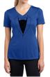 Ladies Shirt Basic Black Tuxedo Moisture Wicking V-neck Tee T-Shirt