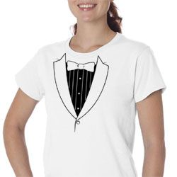 Ladies Shirt Basic Black Tuxedo Organic Tee T-Shirt