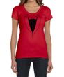 Ladies Shirt Basic Black Tuxedo Scoop Neck Tee T-Shirt