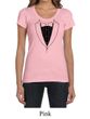 Ladies Shirt Basic Black Tuxedo Scoop Neck Tee T-Shirt