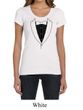 Ladies Shirt Basic Black Tuxedo Scoop Neck Tee T-Shirt