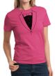 Ladies Shirt Basic Black Tuxedo Tee T-Shirt
