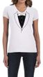 Ladies Shirt Basic Black Tuxedo V-neck Tee T-Shirt