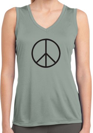 Ladies Shirt Basic Peace Black Sleeveless Moisture Wicking Tee