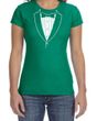 Ladies Shirt Basic White Tuxedo Crewneck Tee T-Shirt