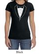 Ladies Shirt Basic White Tuxedo Crewneck Tee T-Shirt