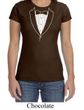 Ladies Shirt Basic White Tuxedo Crewneck Tee T-Shirt