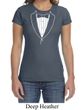 Ladies Shirt Basic White Tuxedo Crewneck Tee T-Shirt